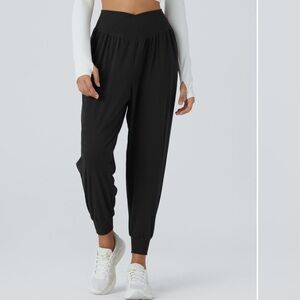 HALARA High-Waisted Crossover Side Pocket Waffle Yoga Joggers Small NWT